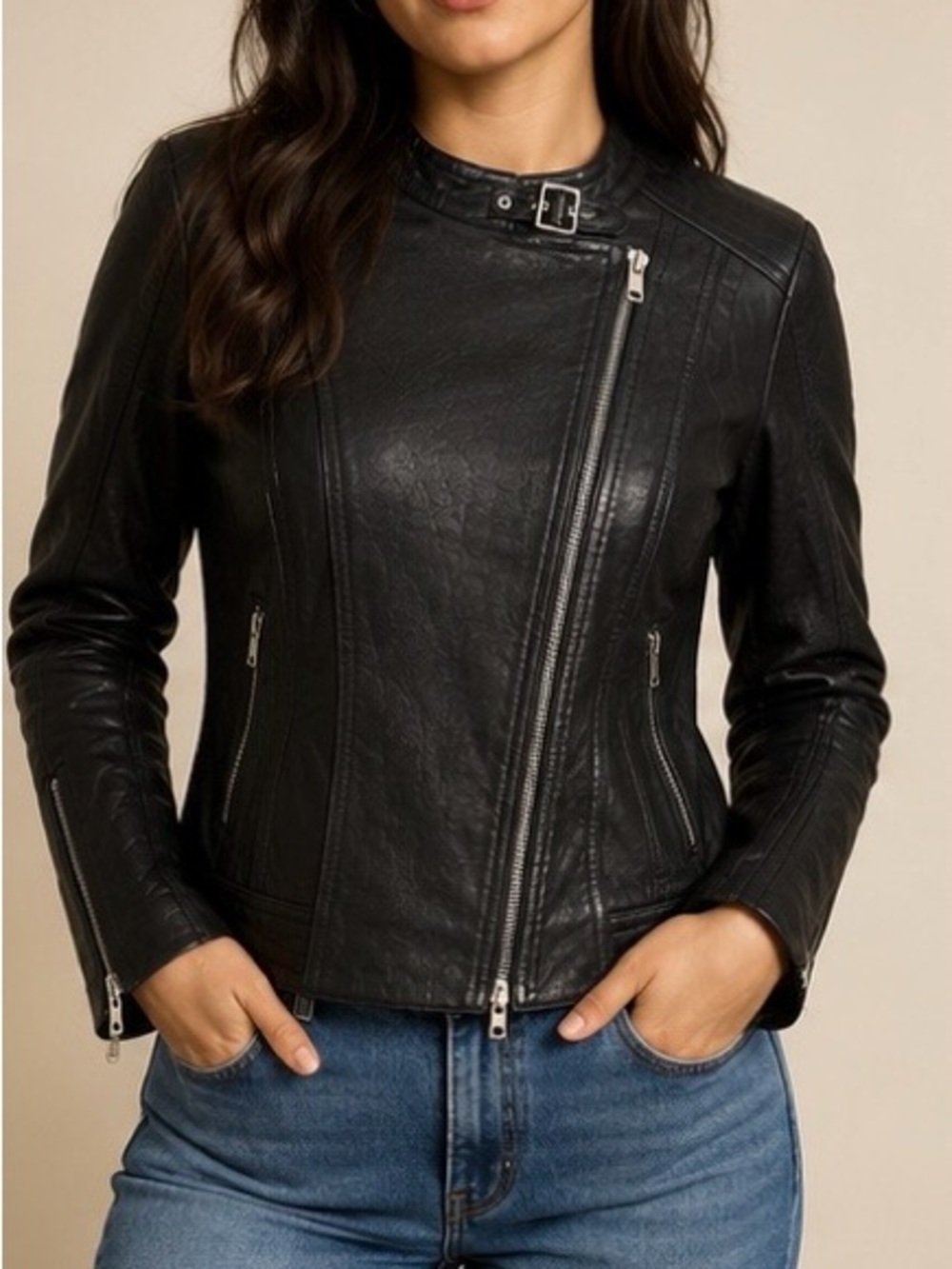 Danier Madison Black Genuine Leather Moto Jacket XS Discontinued